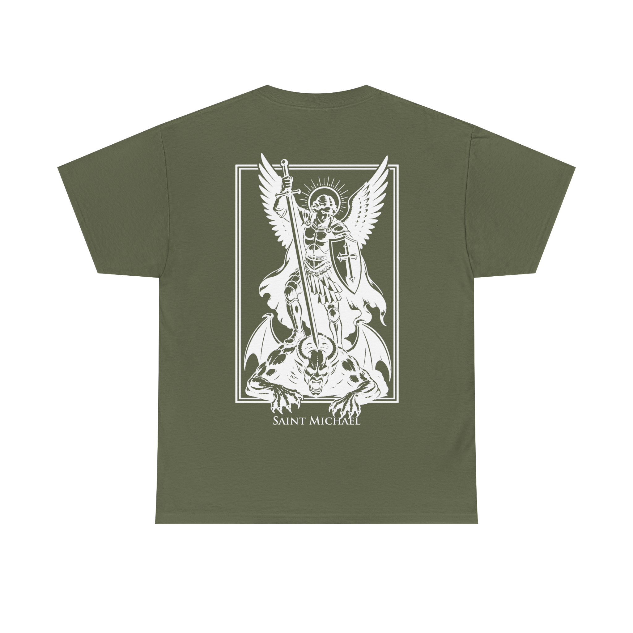 SAINT MICHAEL T-SHIRT OLIVE/WHITE
