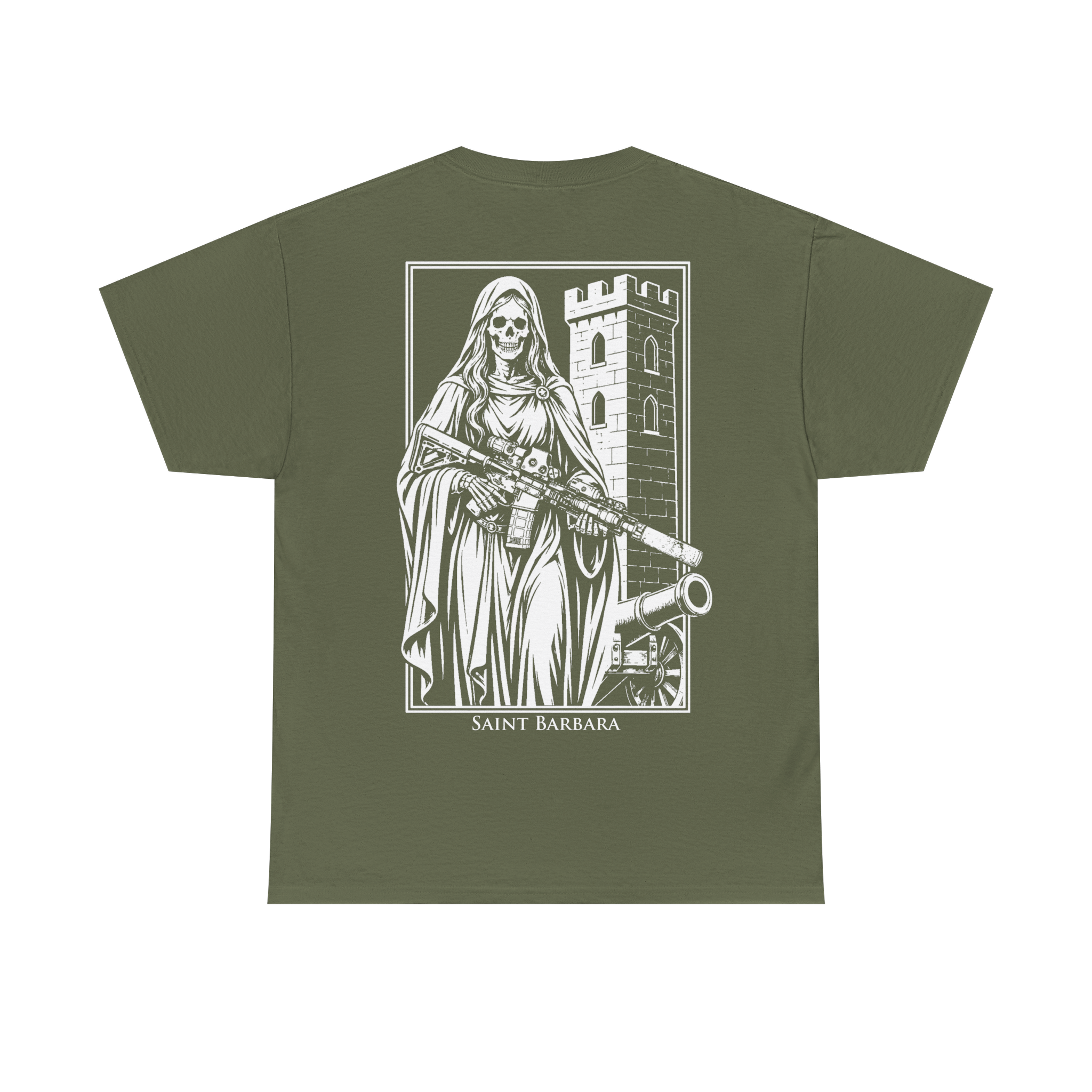 SAINT BARBARA T-SHIRT OLIVE/WHITE